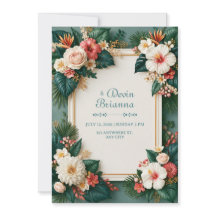 White Hibiscus Emerald Tropical Border Wedding