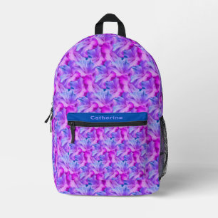 White Hibiscus Flowers Bouquet Tinted Personalised Printed Backpack