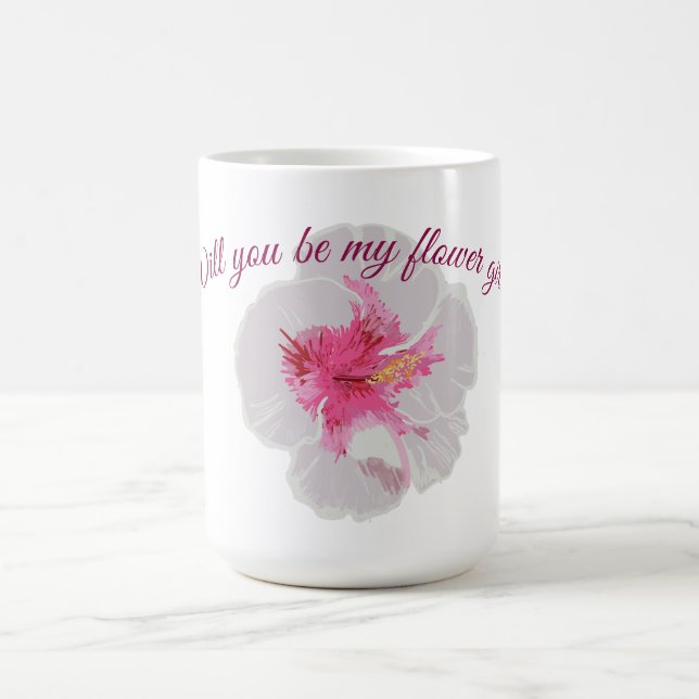 White Hibiscus Flowers Custom Coffee Mug (Center)