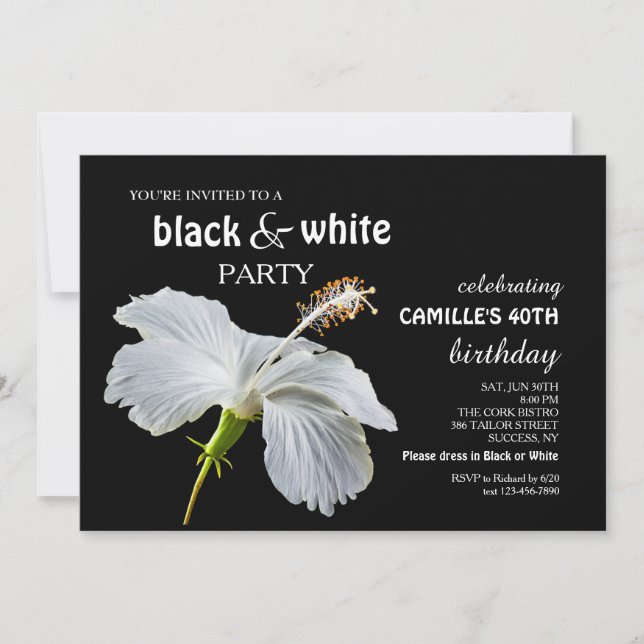 White Hibiscus Invitation (Front)