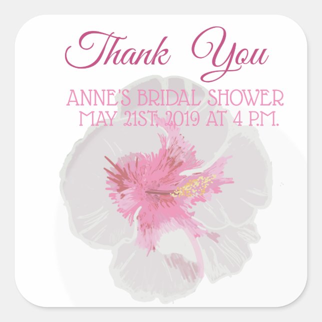 White Hibiscus Square Sticker (Front)