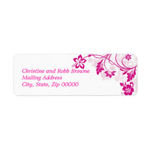 white hibiscus swirls ~ mailing label return address label