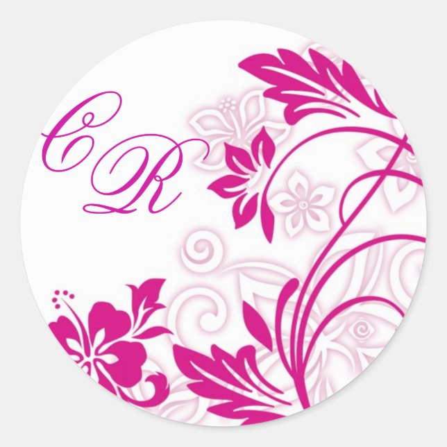 white hibiscus swirls ~ sticker (initial) (Front)