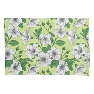 White Hibiscus Tropical Floral Pattern Pillowcase