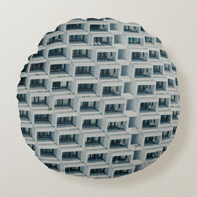 WHITE HIGH-RISE BUILDING ROUND CUSHION (Front)