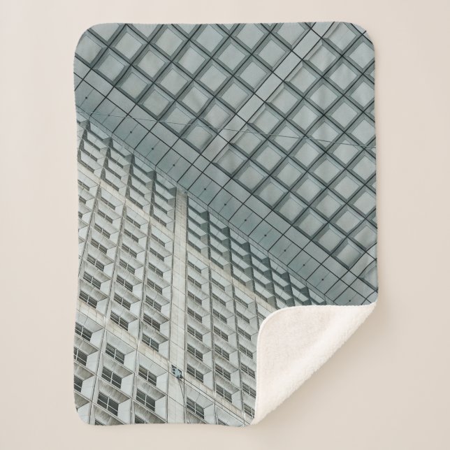 White high-rise commercial building sherpa blanket (Front)