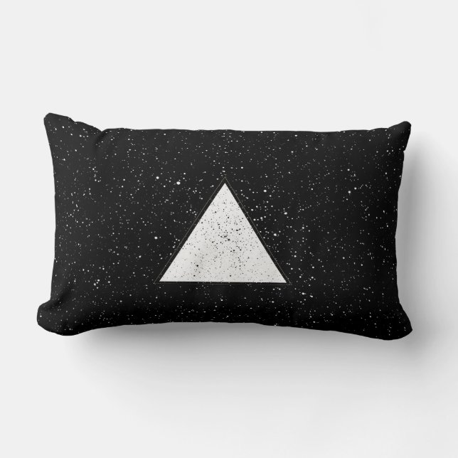 White hipster space triangle black background lumbar cushion (Front)