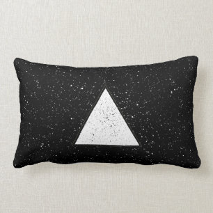 White hipster space triangle black background lumbar cushion