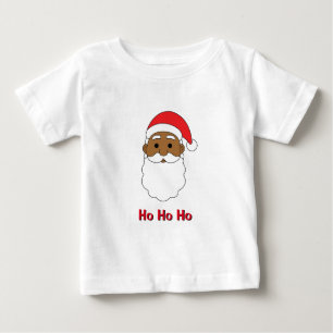 White Ho Ho Ho African American Santa Claus Family Baby T-Shirt