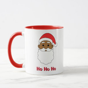 White Ho Ho Ho African American Santa Claus Family Mug