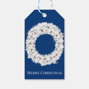 White Holiday Wreath Gift Tags