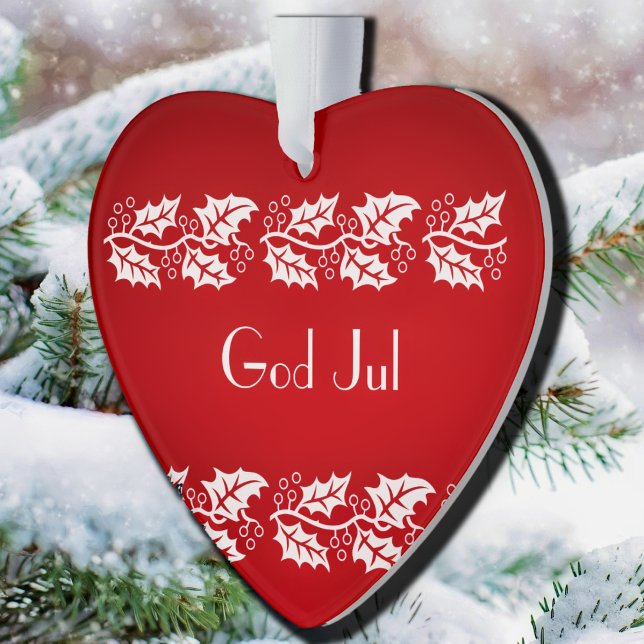 white hollies in red -  God Jul Ornament (Creator Uploaded)