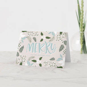 White Holly Botanical Happy Holidays Card
