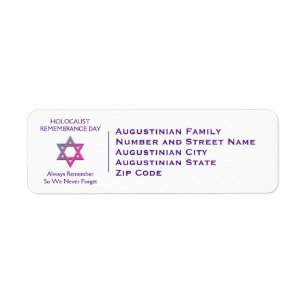 White Holocaust Remembrance Day Return Address Label