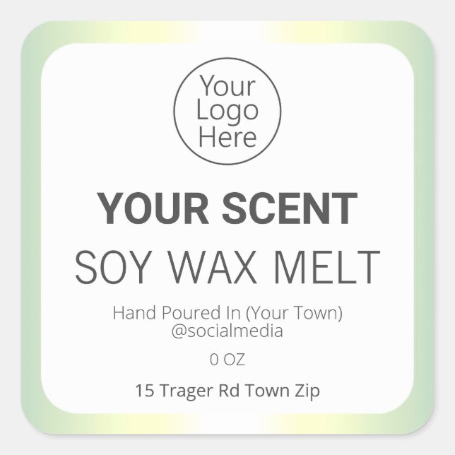 White Holographic Soy Wax Melt Product Labels (Front)