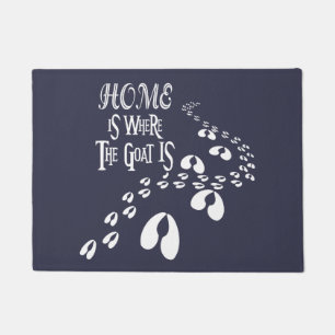 White Home is Where the Goat IS CHOOSE COLOR Doormat