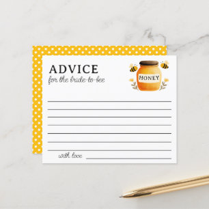 White Honey Jar Bees Bridal Shower Advice Card