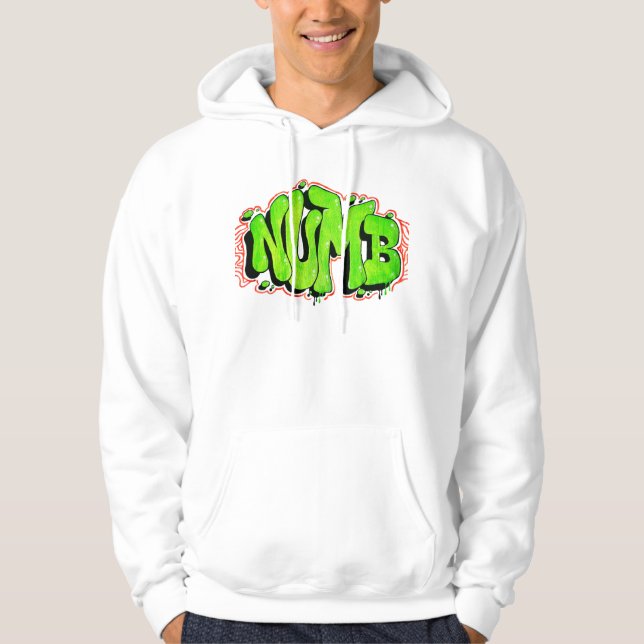 White Hoodie with Neon Graffiti  (Front)