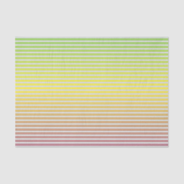 White Horizontal Stripes on a Pastel Spectrum Tissue Paper (Front)