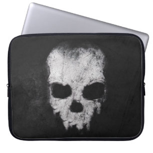 White Horror skull Scratched Laptop Sleeve