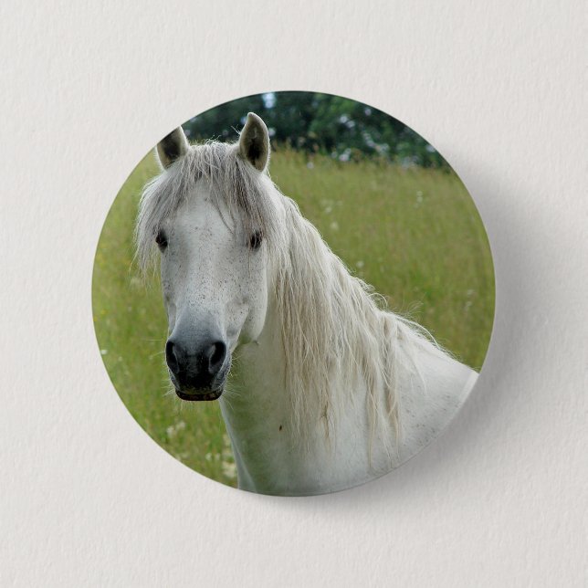 White Horse 6 Cm Round Badge (Front)
