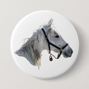 White Horse 7.5 Cm Round Badge