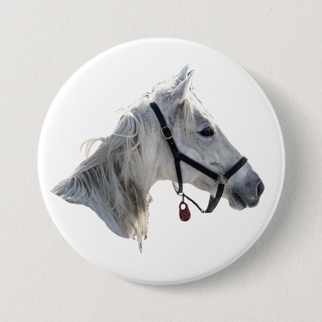 White Horse 7.5 Cm Round Badge (Front)