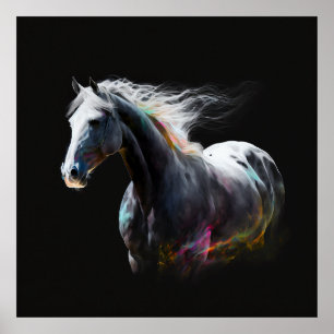 White Horse, Abstract Colours , Art Print Wall