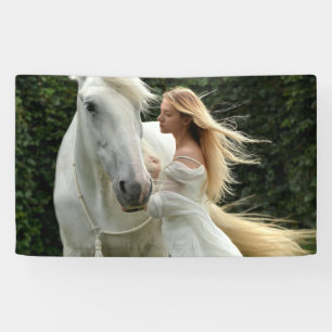 White Horse and Girl Banner