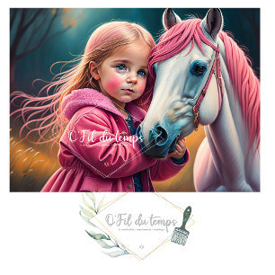 White horse and Little Cutie in a pink coat v2 Tissue Paper