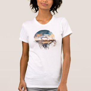 White Horse and the moon reflection on ocean T-Shirt