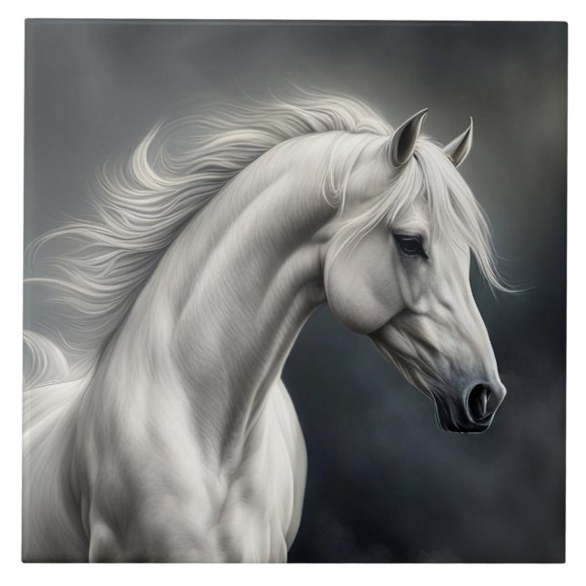 White Horse Beautiful Art Ceramic Tile (Front)