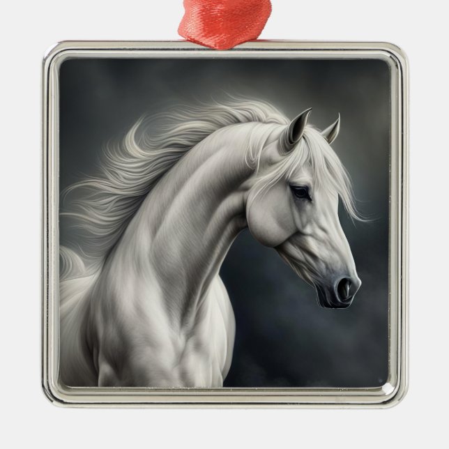 White Horse Beautiful Metal Ornament (Front)
