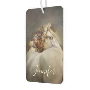 White Horse Boho Monogram Name Car Air Freshener