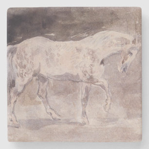 White Horse (by Eugene Delacroix) Stone Coaster