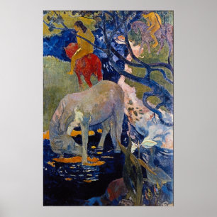 White Horse by Gauguin, Vintage Impressionism Art Poster