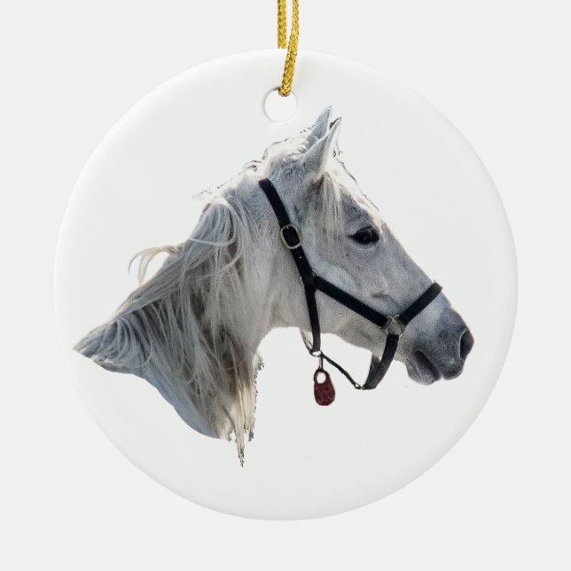 White Horse Ceramic Tree Decoration (Front)