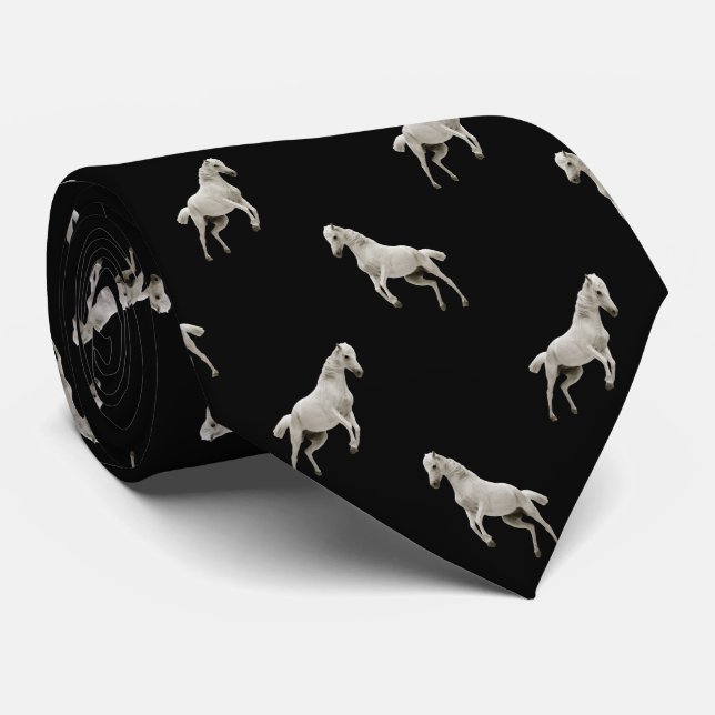 White Horse Diamond Pattern Tie (Rolled)