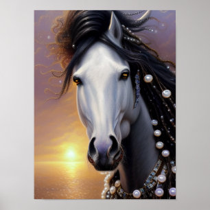 White Horse Equine Fantasy Art Poster