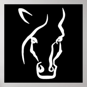 White Horse Face Poster