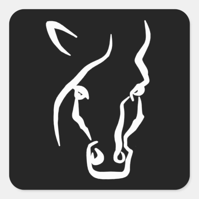 White Horse Face Square Sticker (Front)