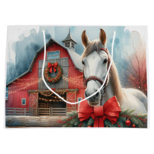 White Horse Festive Farm Christmas Personalised Large Gift Bag
