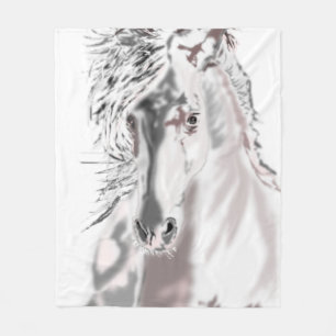 White Horse Fleece Blanket
