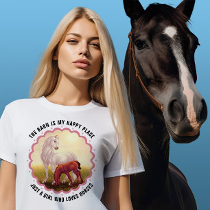White Horse Foal in Pasture Customisable T-Shirt