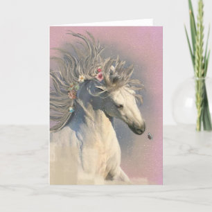 White Horse Friesian - Greeting Card