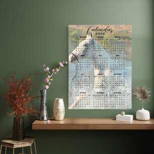 White Horse Galloping Through River 2024 Calendar Poster