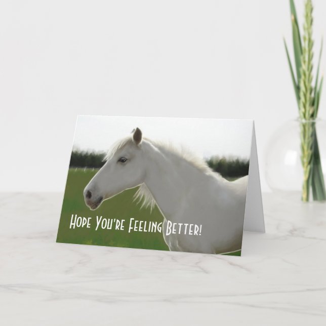 White Horse Get Well Blank Card (Front)