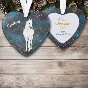 White Horse Gold Stars Daughter Ornament