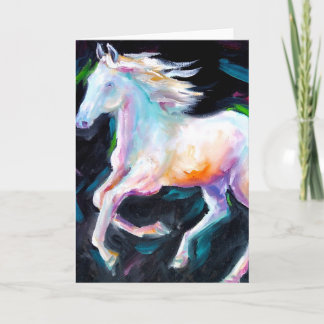 WHITE horse greeting card