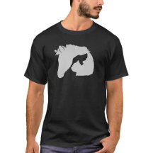 White Horse Head Silhouette With A Dog and Cat